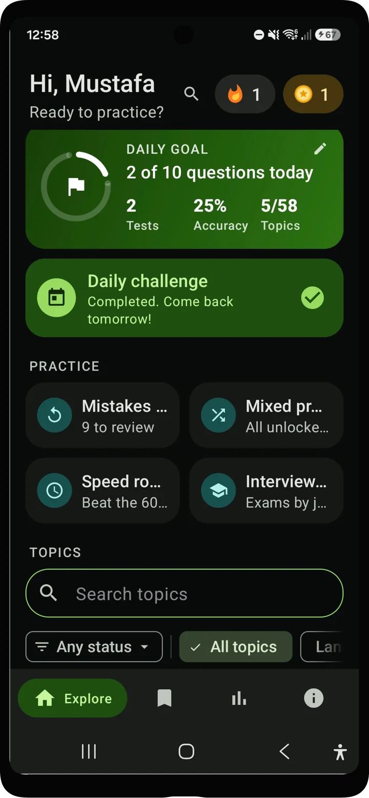 Screenshot of CodeQuiz