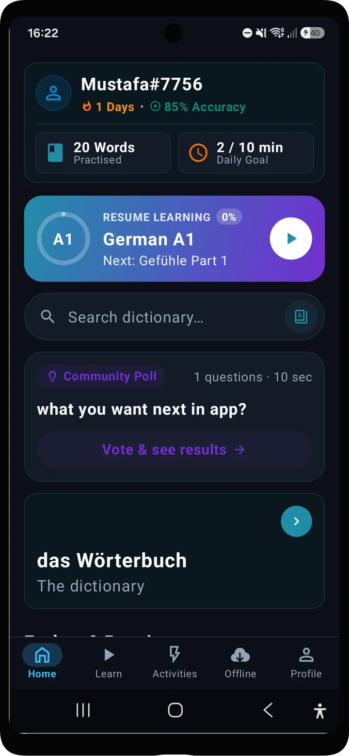 Screenshot of TodayGerman
